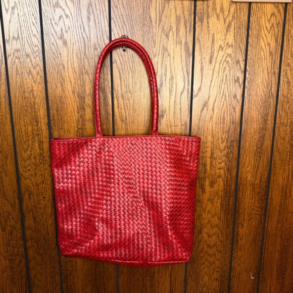 Signature Club A Handbags - Signature Club A Tote Bag Womens Large Red Vegan Leather Shoulder Bag Snake Skin